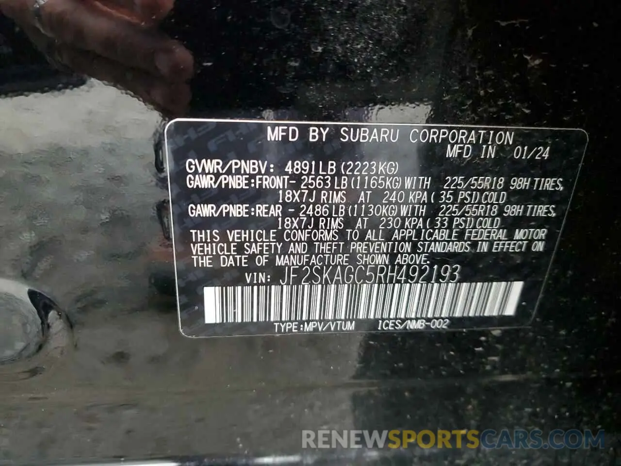 14 Photograph of a damaged car JF2SKAGC5RH492193 SUBARU FORESTER 2024