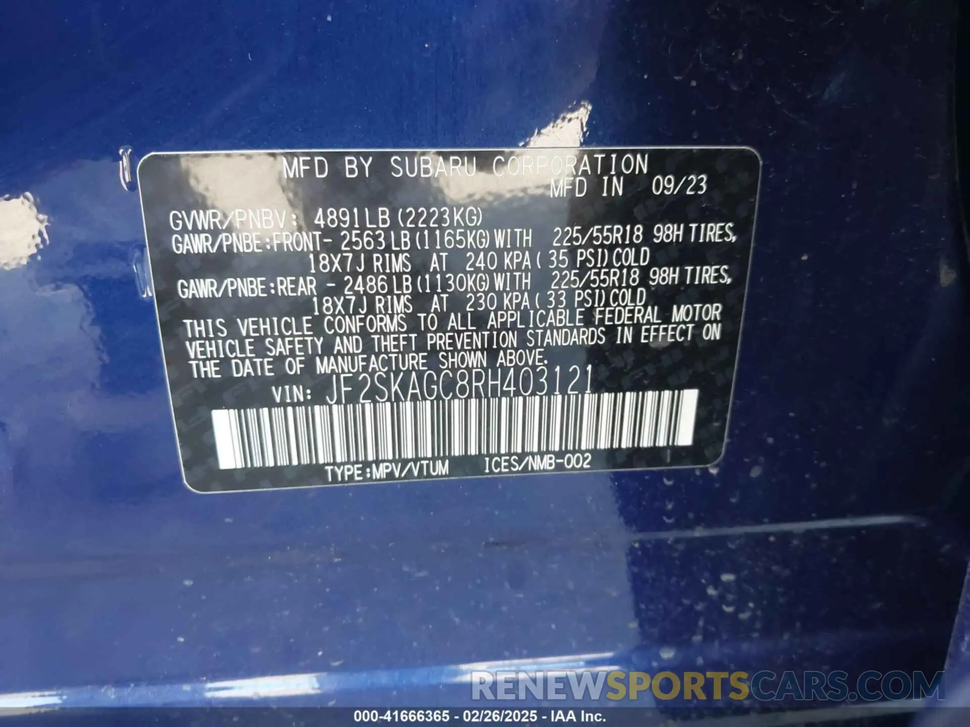 9 Photograph of a damaged car JF2SKAGC8RH403121 SUBARU FORESTER 2024