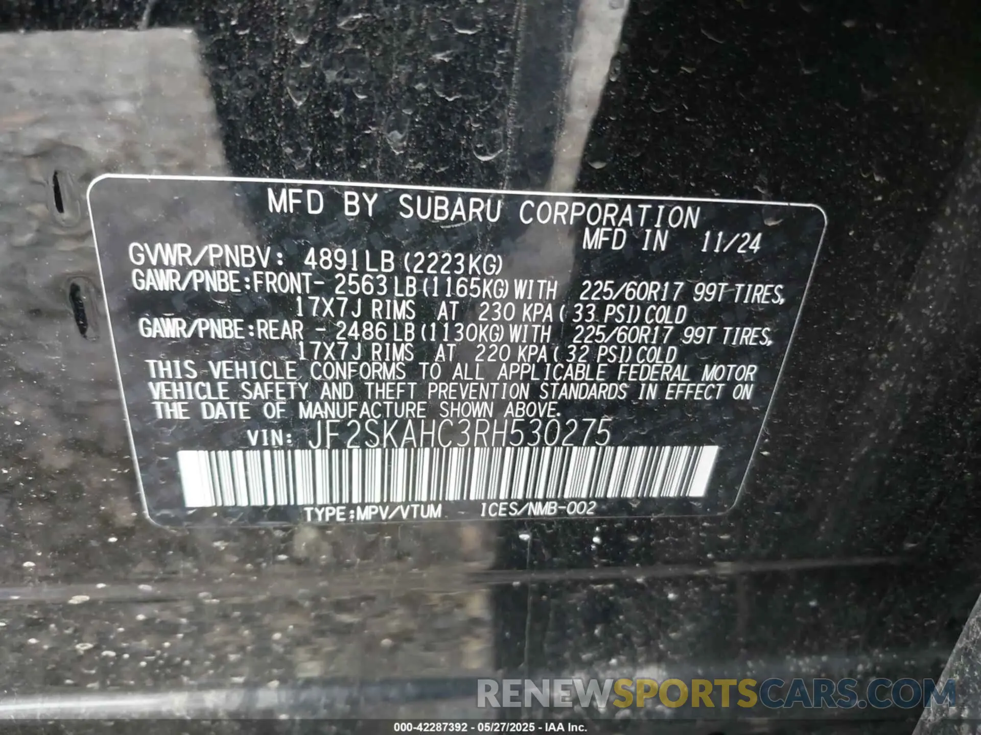 9 Photograph of a damaged car JF2SKAHC3RH530275 SUBARU FORESTER 2024