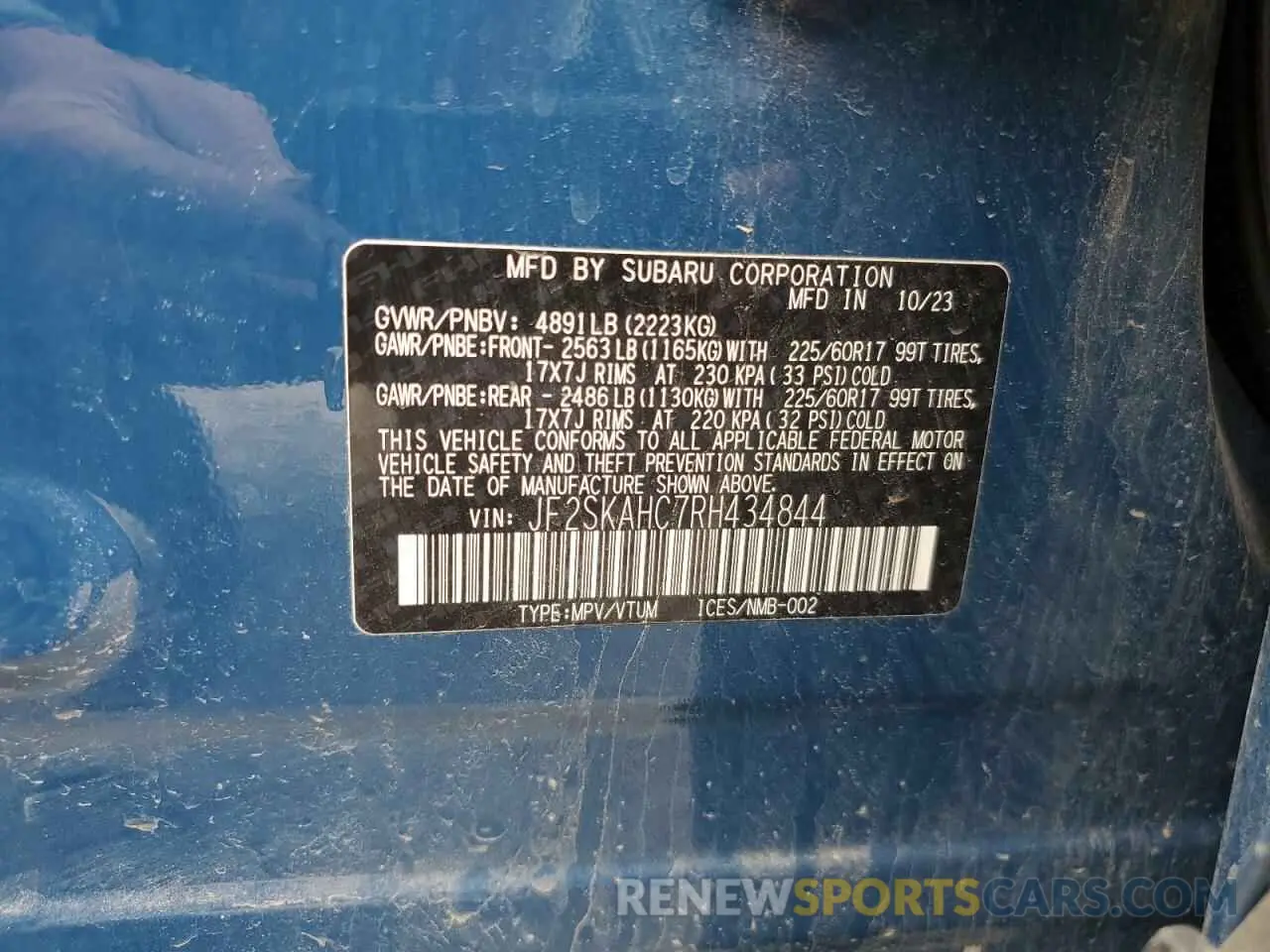 14 Photograph of a damaged car JF2SKAHC7RH434844 SUBARU FORESTER 2024