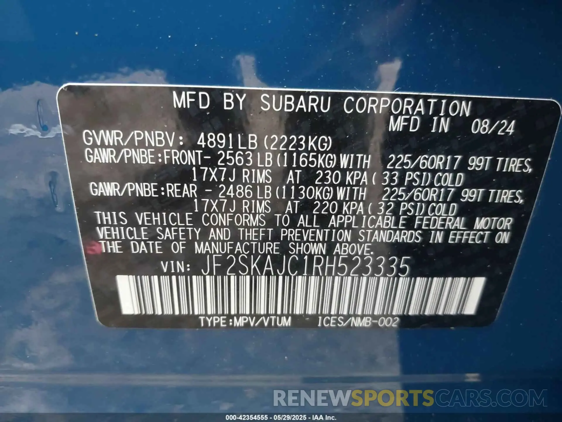 9 Photograph of a damaged car JF2SKAJC1RH523335 SUBARU FORESTER 2024