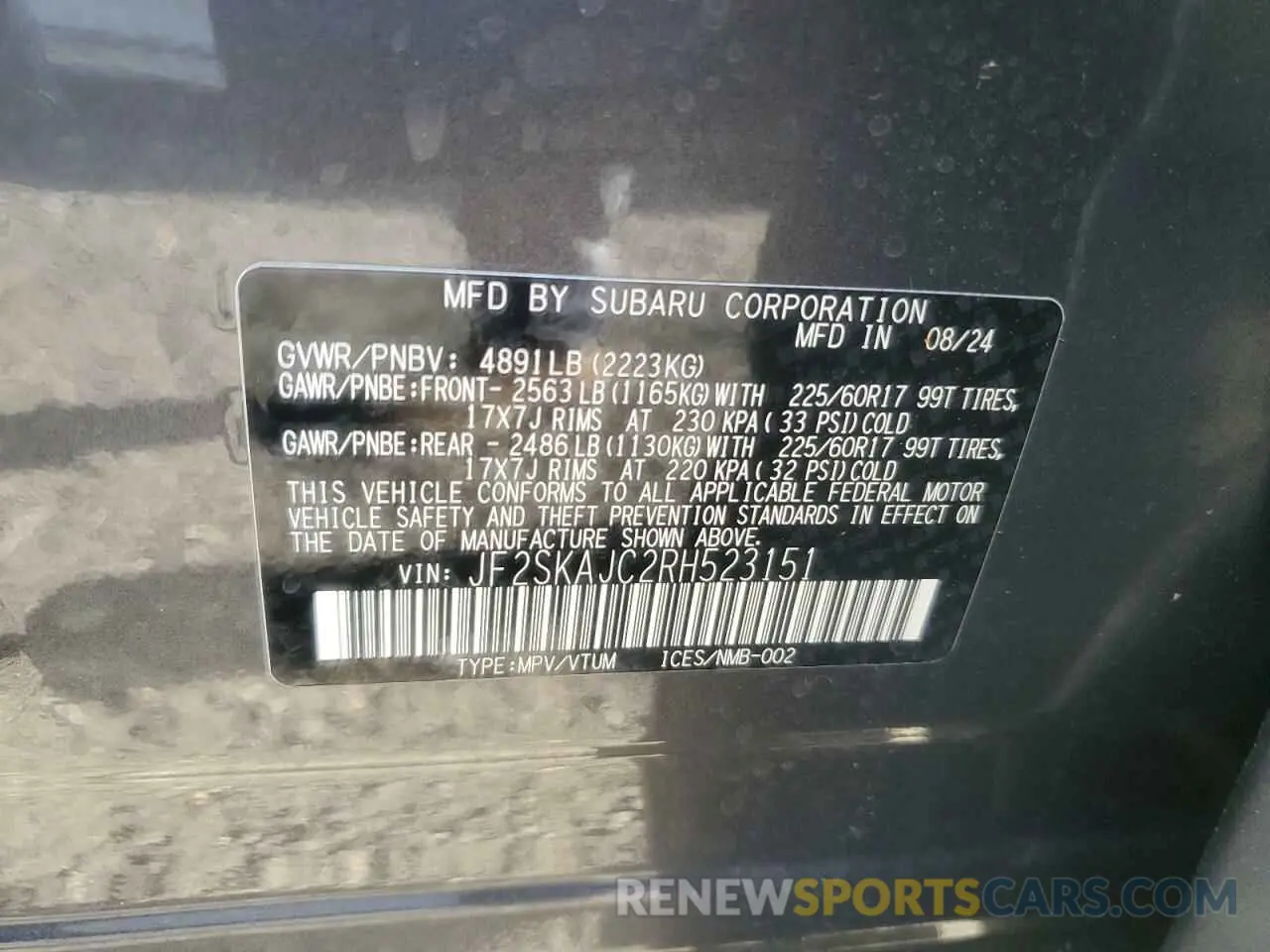 13 Photograph of a damaged car JF2SKAJC2RH523151 SUBARU FORESTER 2024