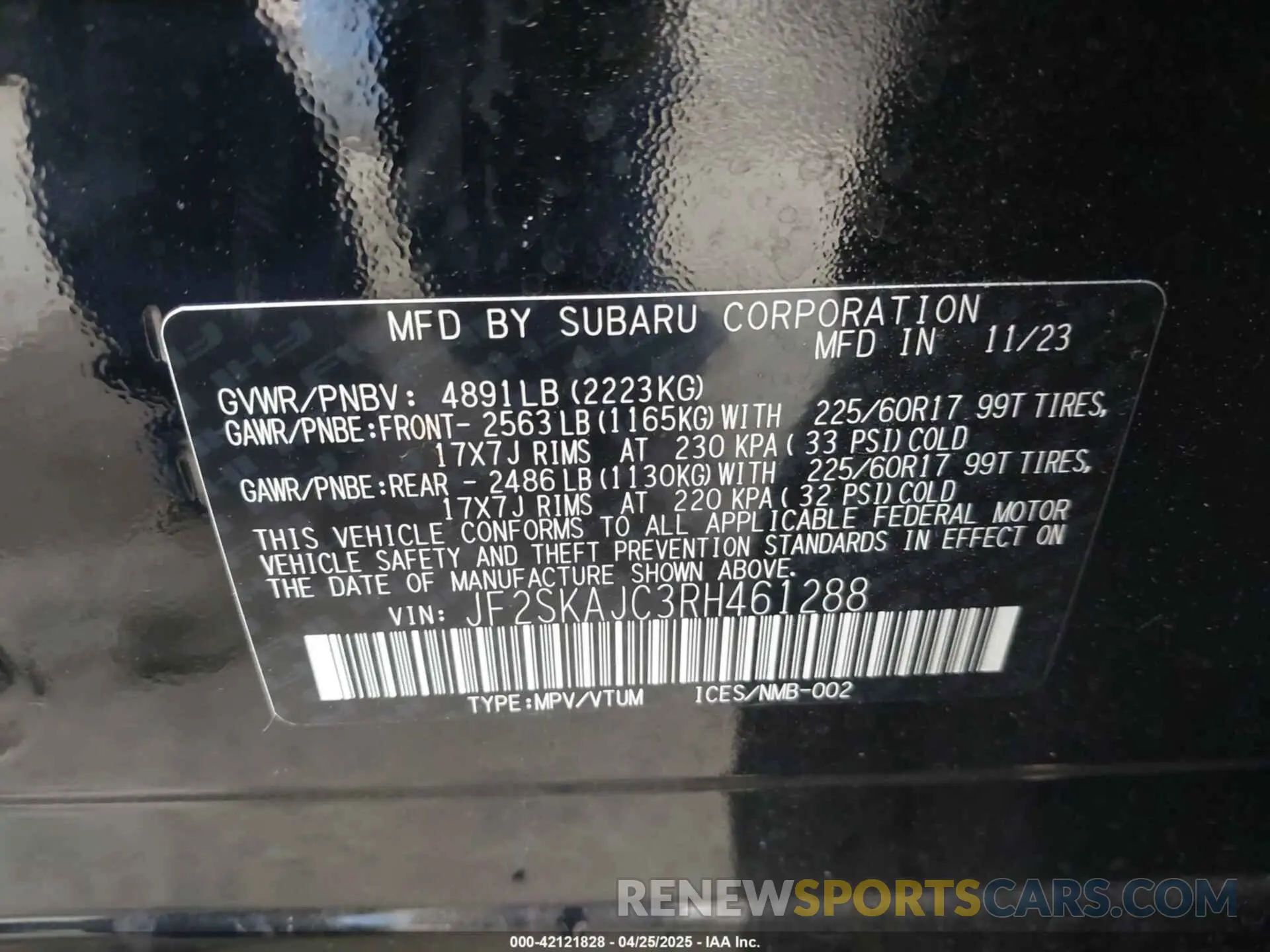9 Photograph of a damaged car JF2SKAJC3RH461288 SUBARU FORESTER 2024
