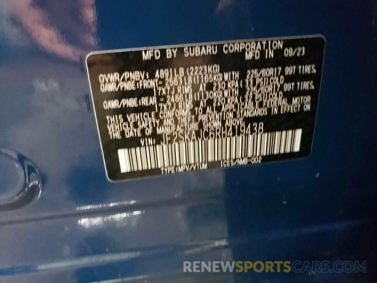 13 Photograph of a damaged car JF2SKAJC6RH419438 SUBARU FORESTER 2024