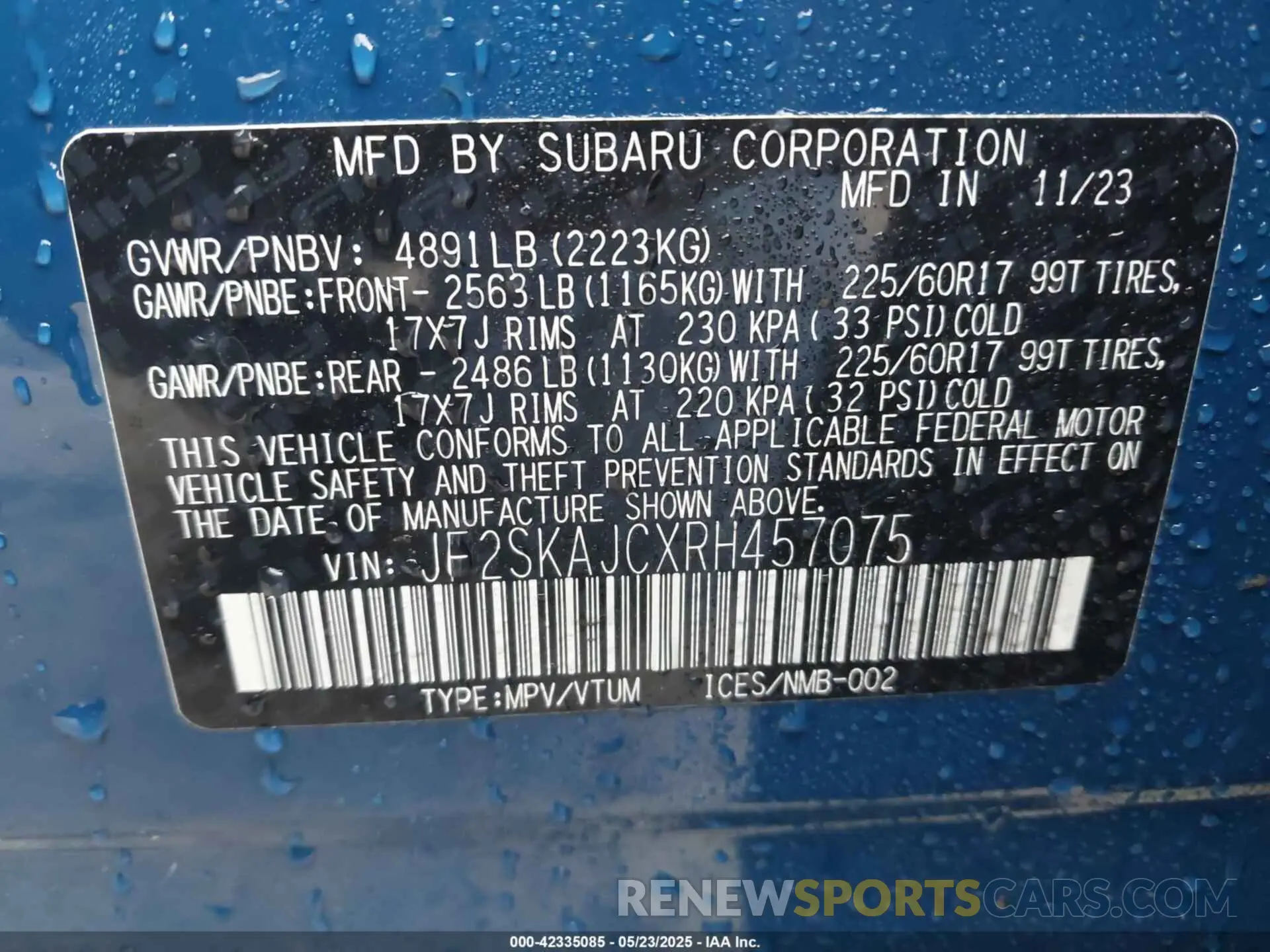 9 Photograph of a damaged car JF2SKAJCXRH457075 SUBARU FORESTER 2024