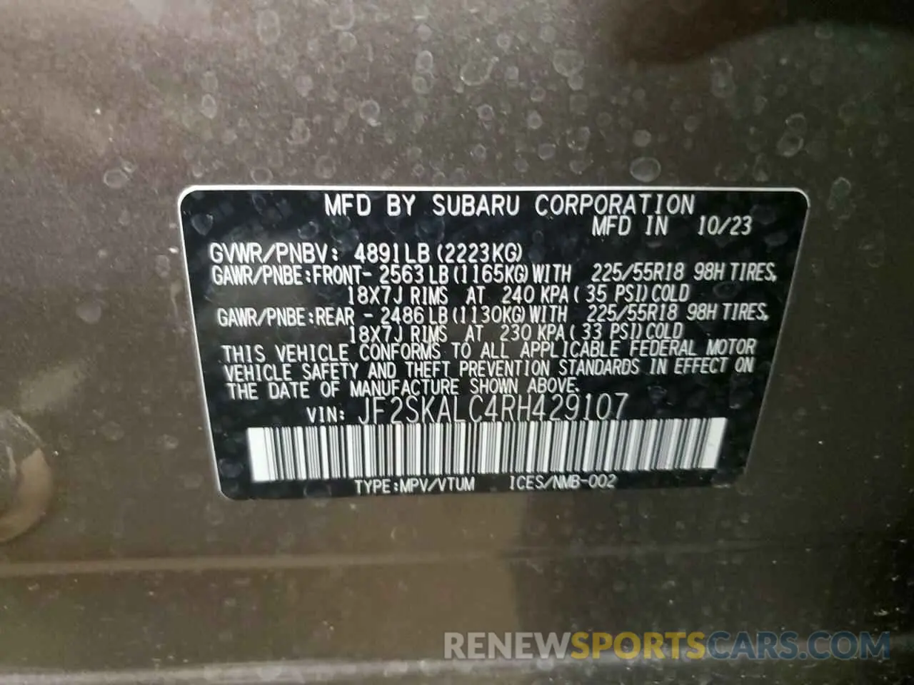 14 Photograph of a damaged car JF2SKALC4RH429107 SUBARU FORESTER 2024