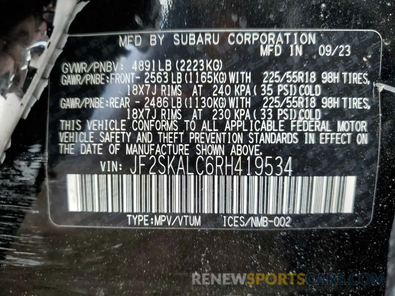 13 Photograph of a damaged car JF2SKALC6RH419534 SUBARU FORESTER 2024