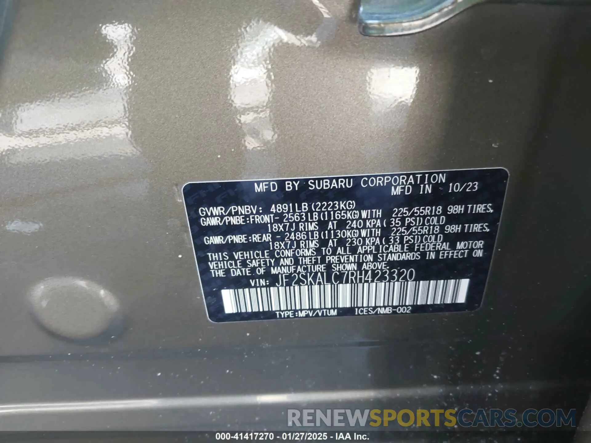 9 Photograph of a damaged car JF2SKALC7RH423320 SUBARU FORESTER 2024