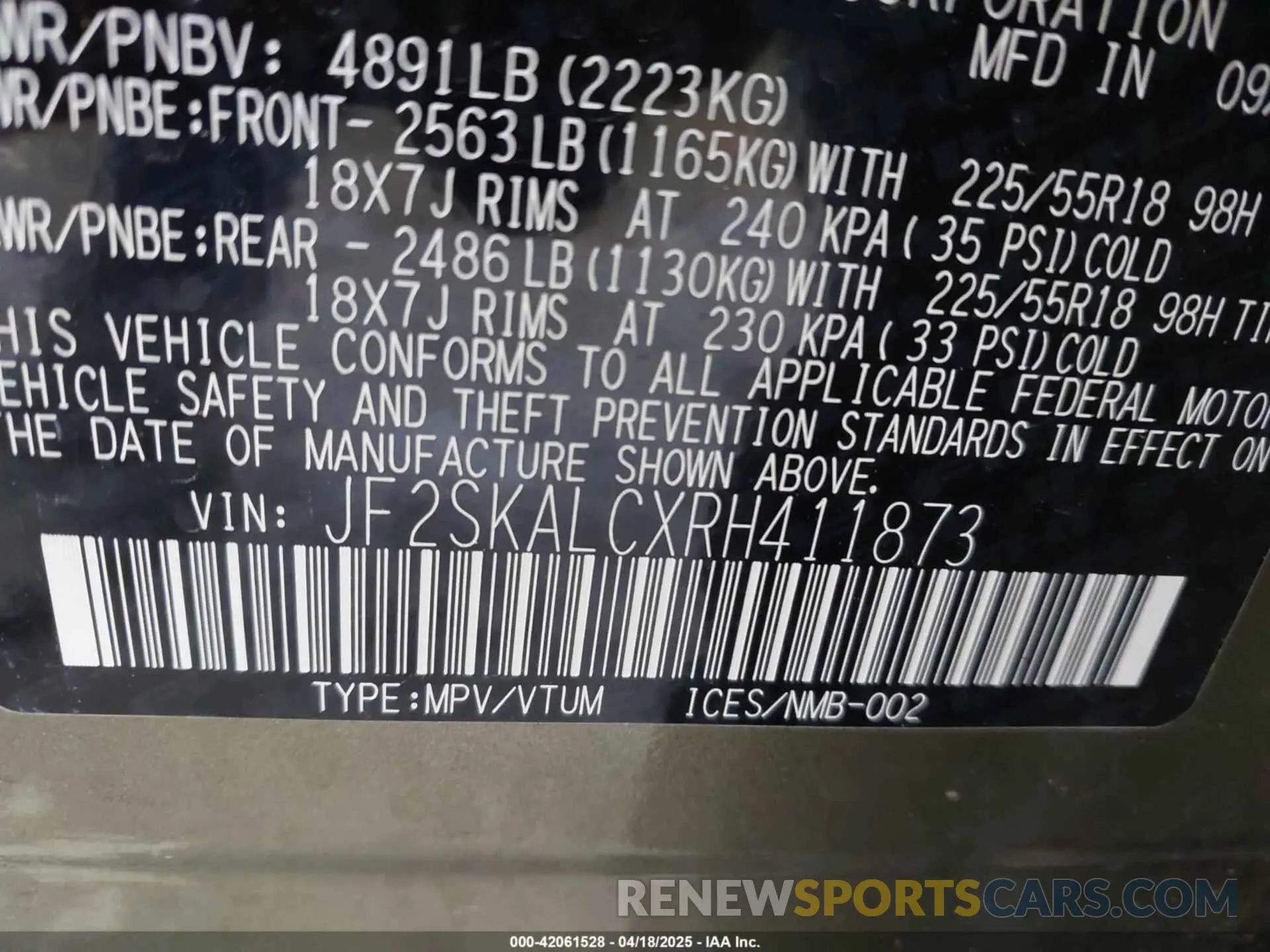 9 Photograph of a damaged car JF2SKALCXRH411873 SUBARU FORESTER 2024
