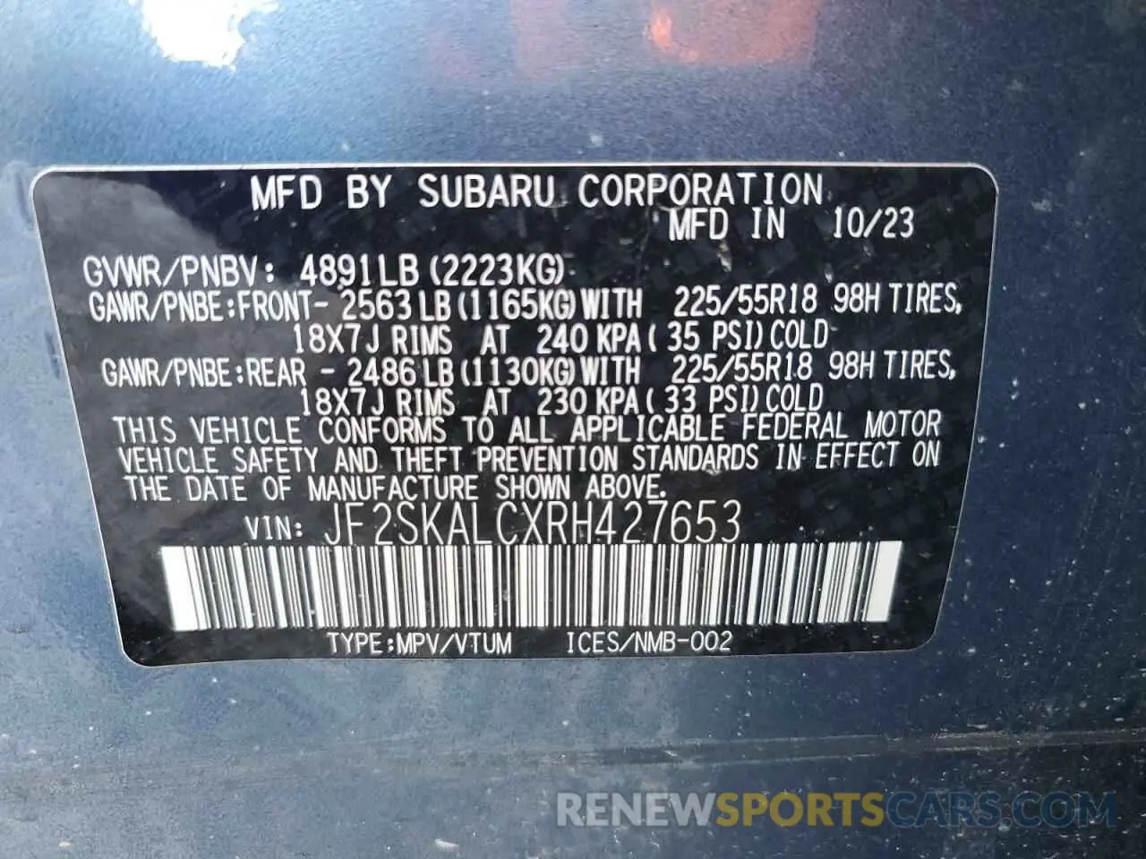13 Photograph of a damaged car JF2SKALCXRH427653 SUBARU FORESTER 2024