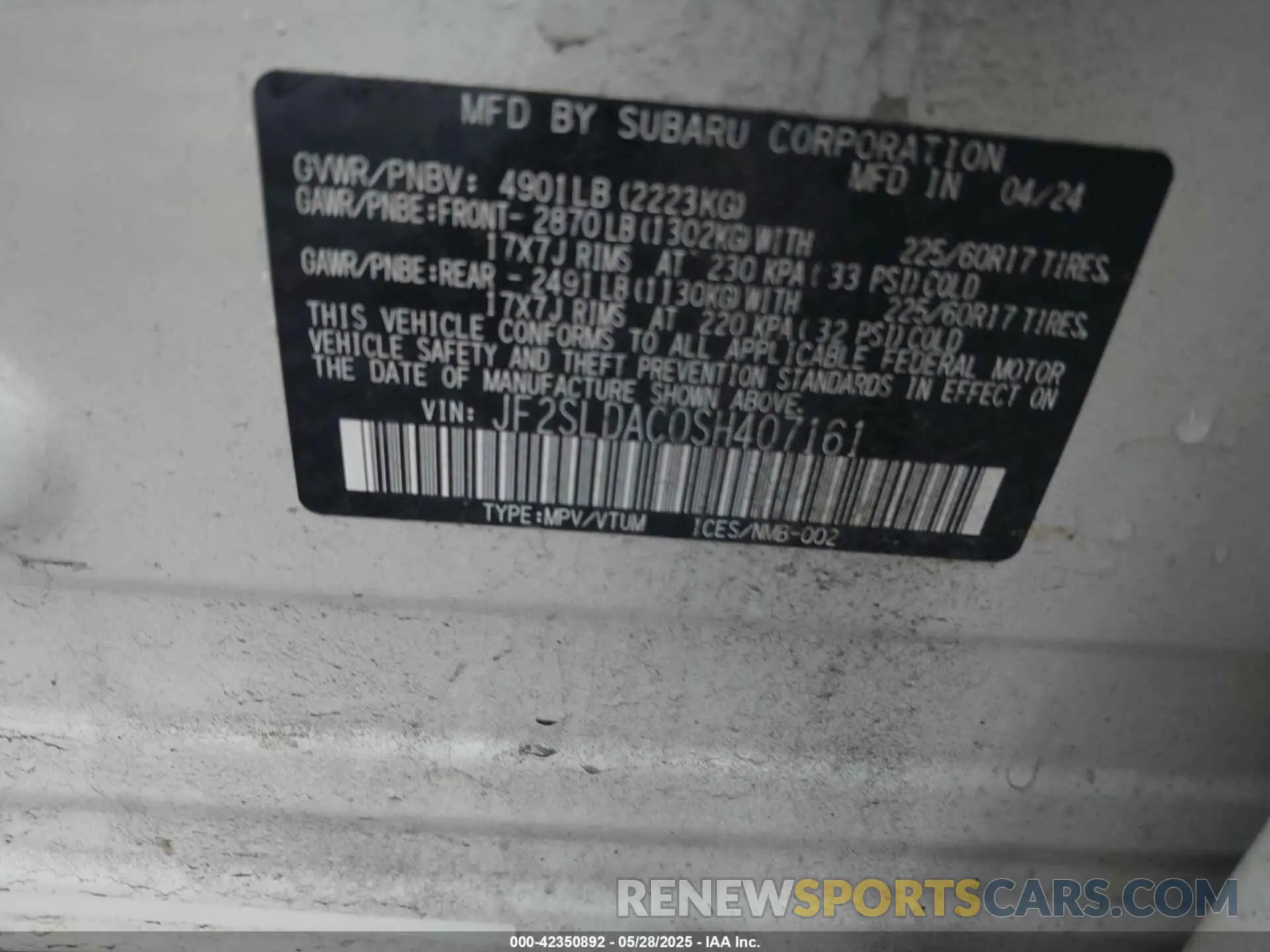 9 Photograph of a damaged car JF2SLDAC0SH407161 SUBARU FORESTER 2025