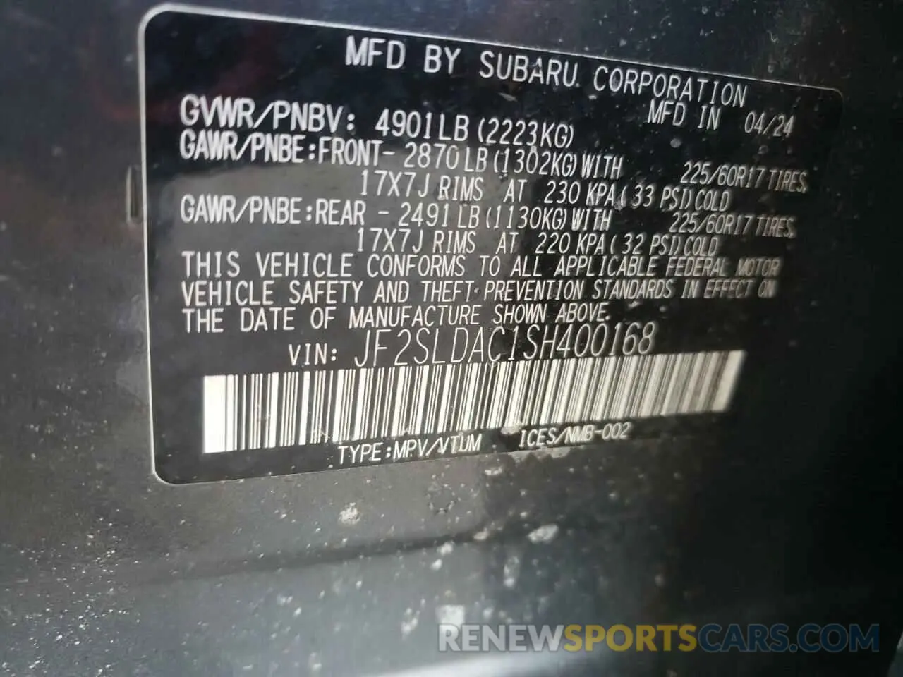 15 Photograph of a damaged car JF2SLDAC1SH400168 SUBARU FORESTER 2025