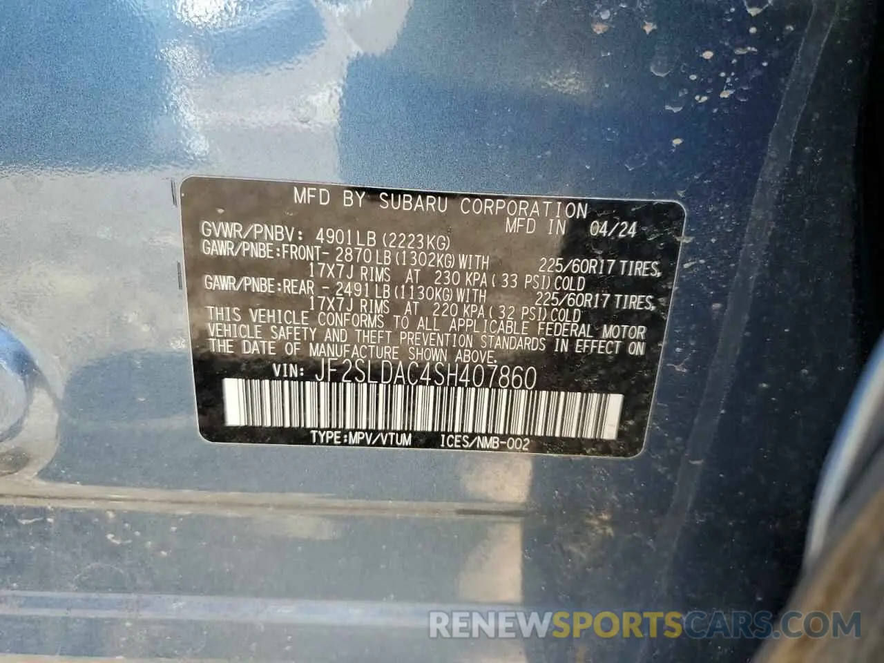 13 Photograph of a damaged car JF2SLDAC4SH407860 SUBARU FORESTER 2025