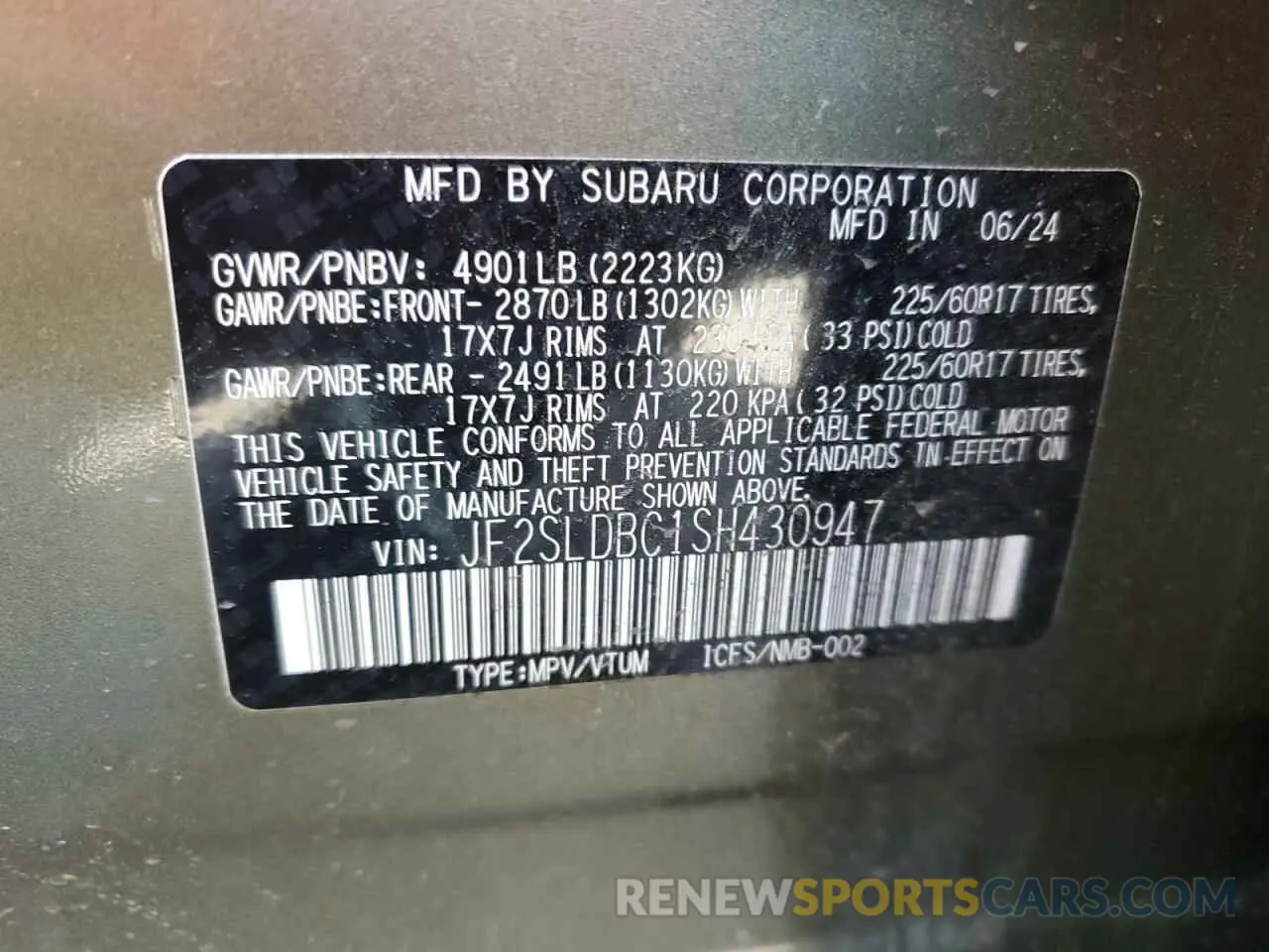 15 Photograph of a damaged car JF2SLDBC1SH430947 SUBARU FORESTER 2025