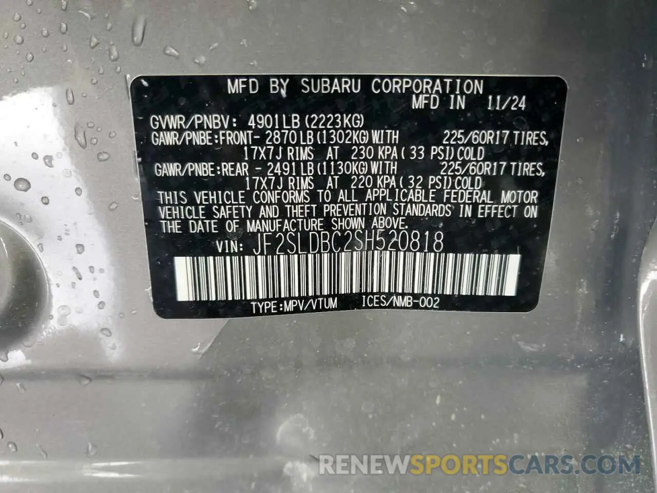 13 Photograph of a damaged car JF2SLDBC2SH520818 SUBARU FORESTER 2025