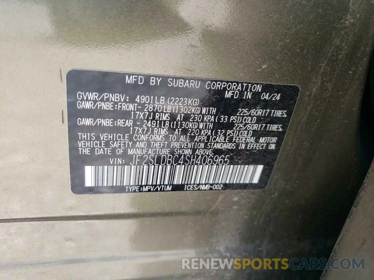 16 Photograph of a damaged car JF2SLDBC4SH406965 SUBARU FORESTER 2025