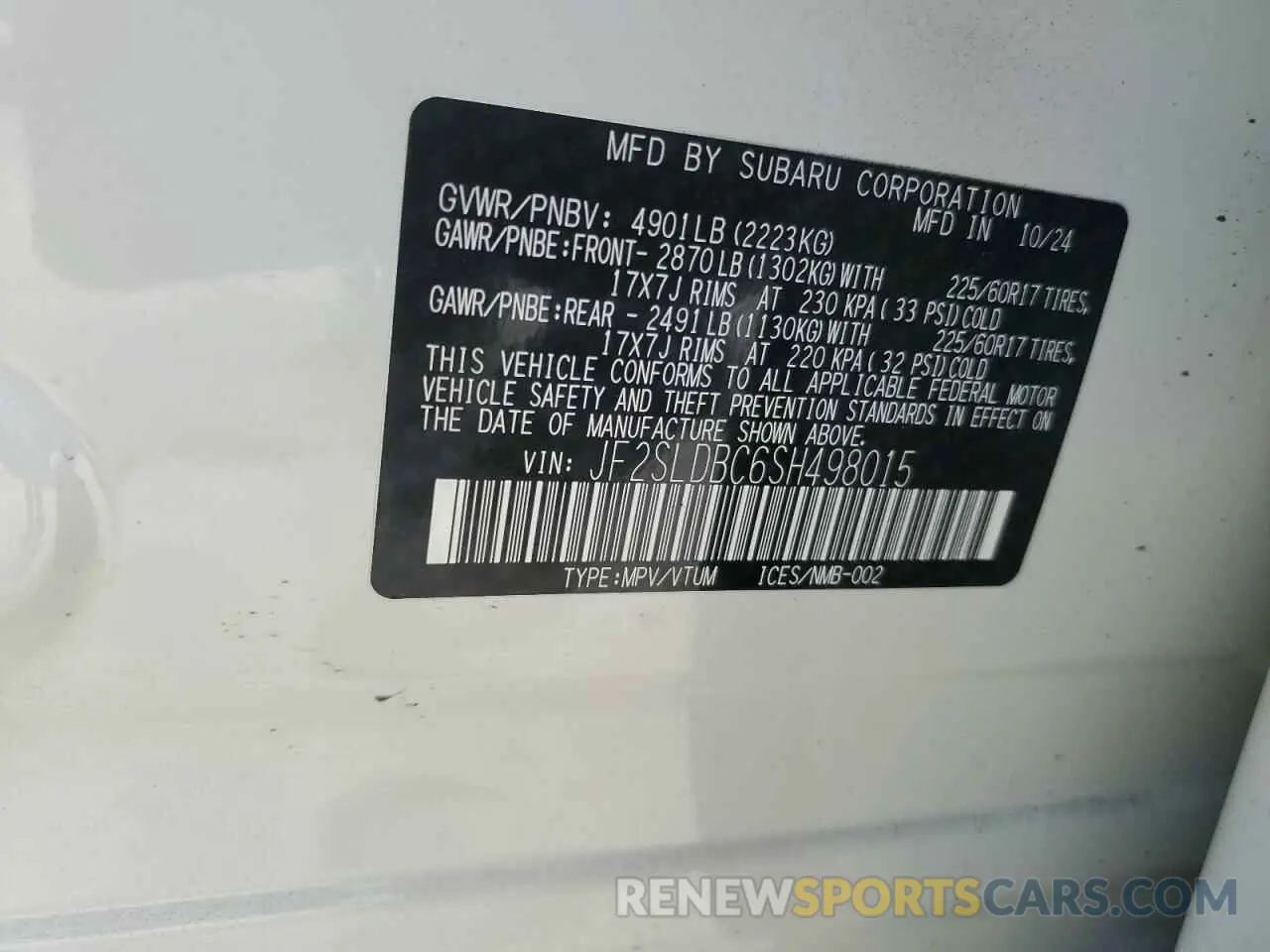14 Photograph of a damaged car JF2SLDBC6SH498015 SUBARU FORESTER 2025