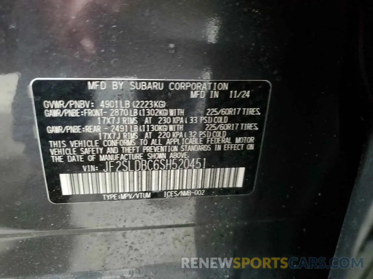 12 Photograph of a damaged car JF2SLDBC6SH520451 SUBARU FORESTER 2025