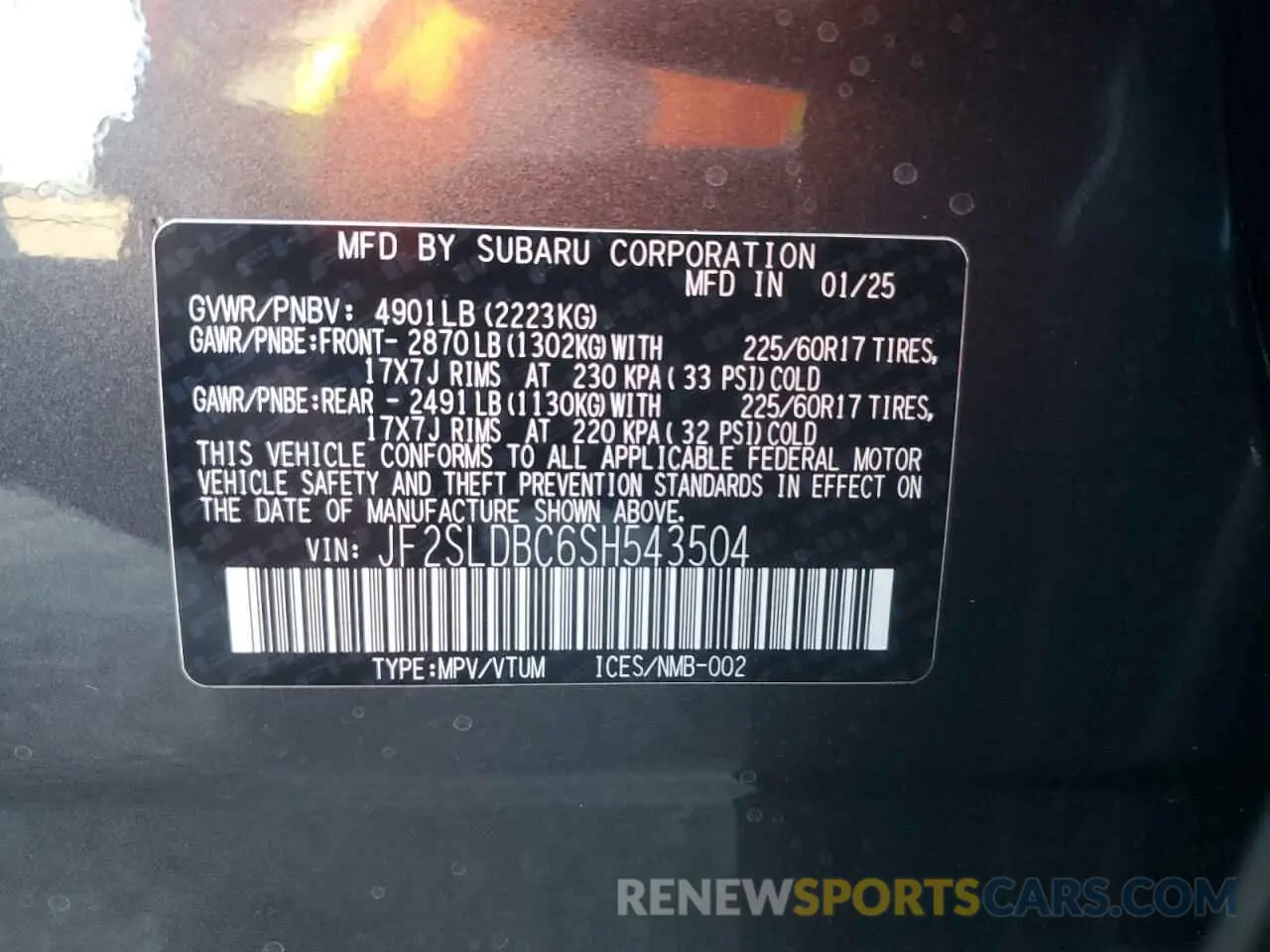 14 Photograph of a damaged car JF2SLDBC6SH543504 SUBARU FORESTER 2025
