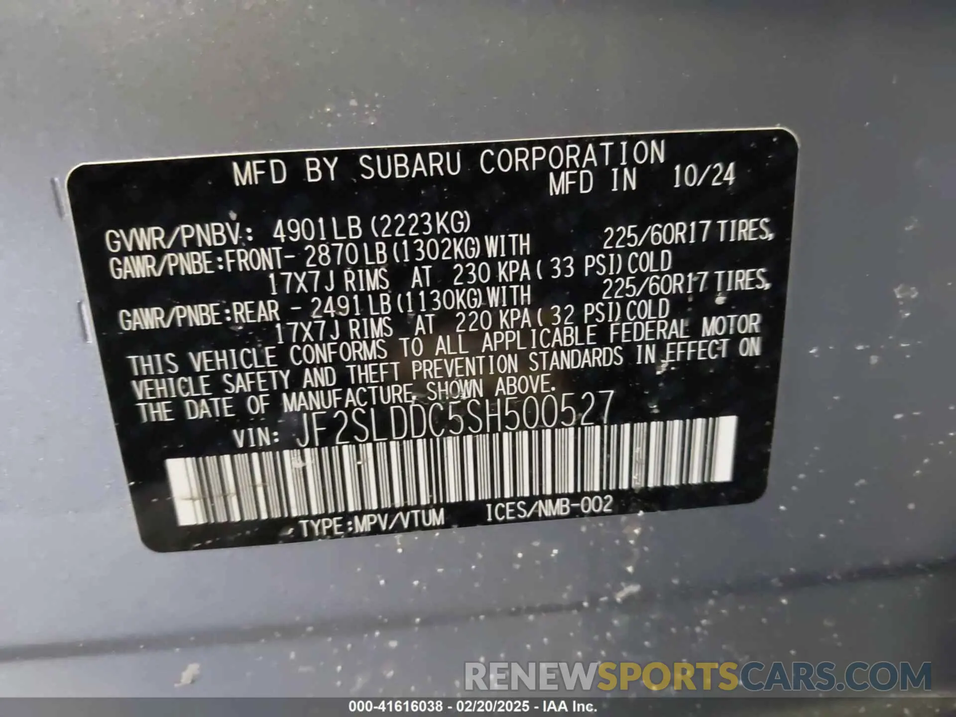 9 Photograph of a damaged car JF2SLDDC5SH500527 SUBARU FORESTER 2025