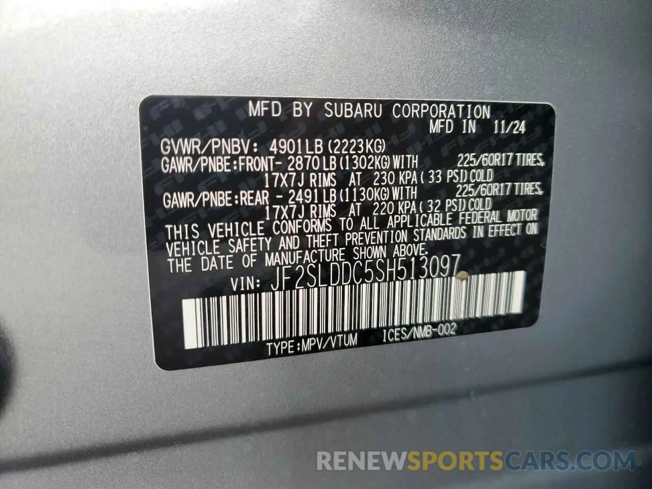 14 Photograph of a damaged car JF2SLDDC5SH513097 SUBARU FORESTER 2025