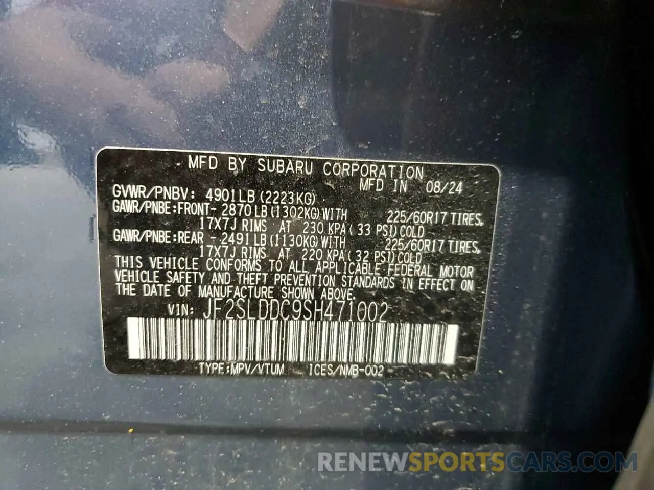14 Photograph of a damaged car JF2SLDDC9SH471002 SUBARU FORESTER 2025