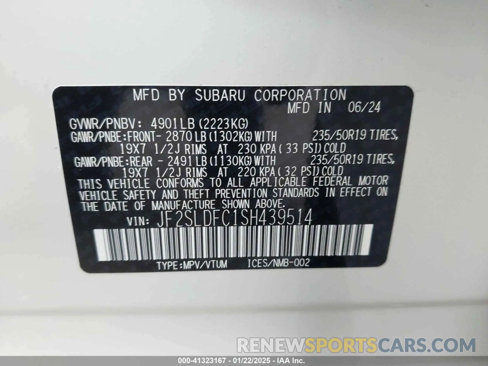 9 Photograph of a damaged car JF2SLDFC1SH439514 SUBARU FORESTER 2025