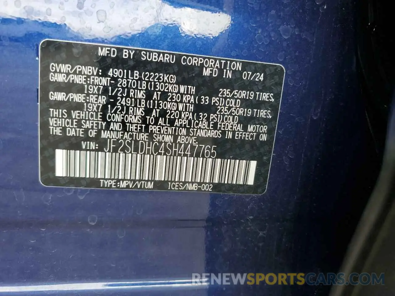 14 Photograph of a damaged car JF2SLDHC4SH447765 SUBARU FORESTER 2025