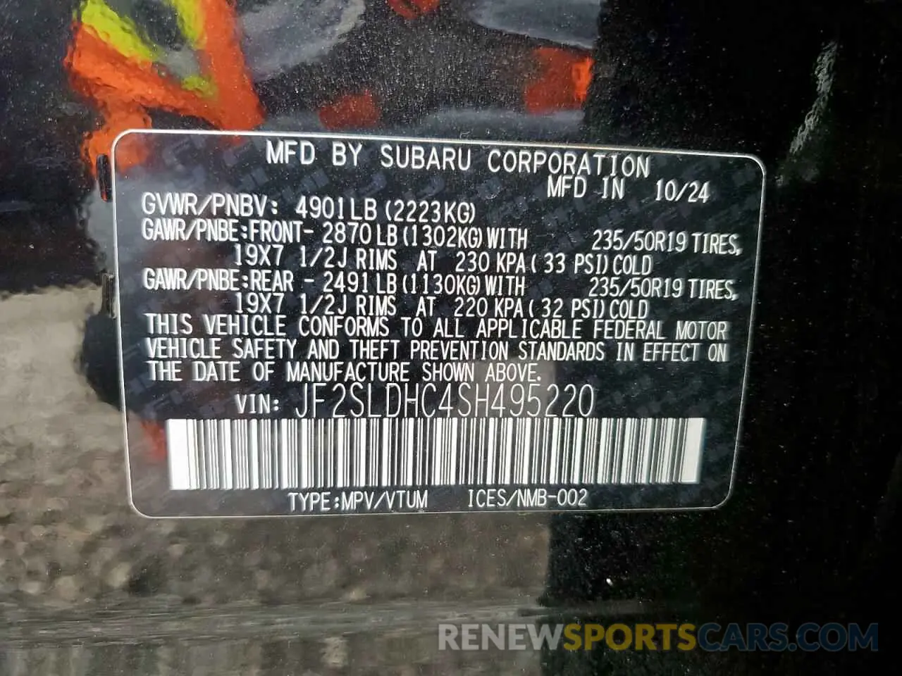 13 Photograph of a damaged car JF2SLDHC4SH495220 SUBARU FORESTER 2025