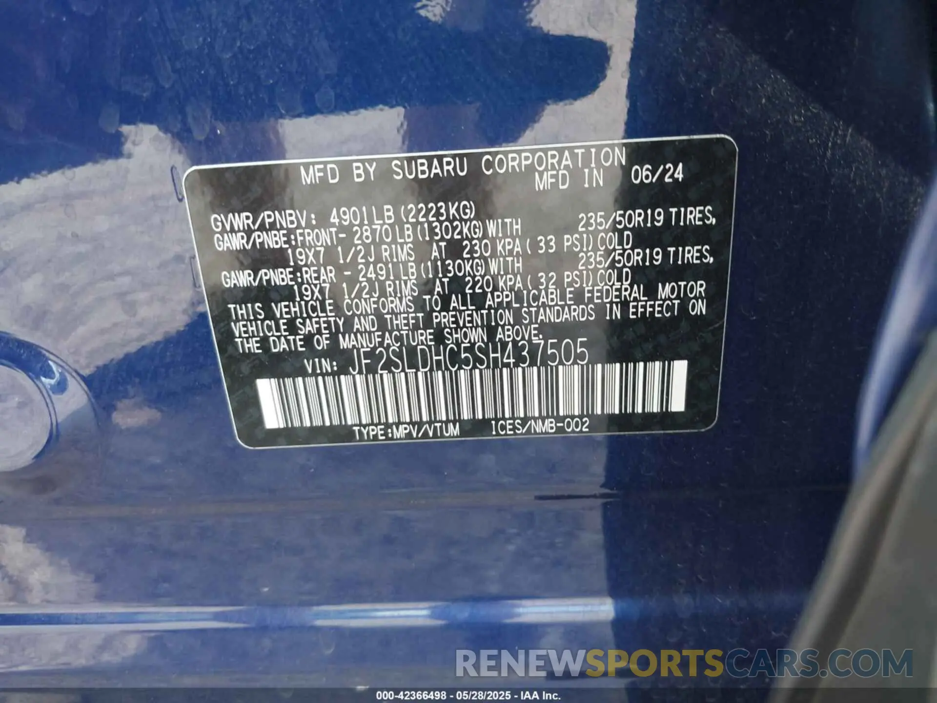 9 Photograph of a damaged car JF2SLDHC5SH437505 SUBARU FORESTER 2025
