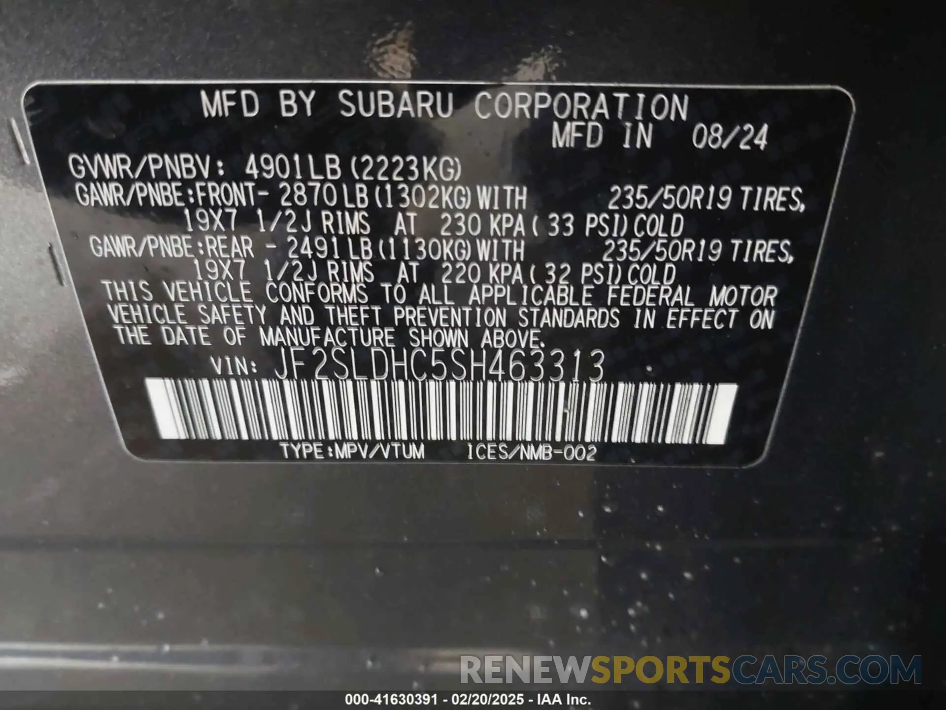 9 Photograph of a damaged car JF2SLDHC5SH463313 SUBARU FORESTER 2025