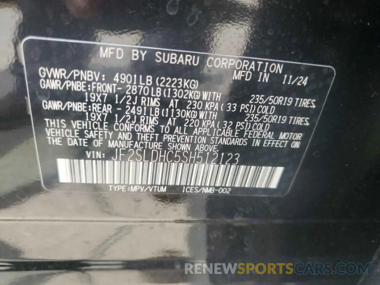 13 Photograph of a damaged car JF2SLDHC5SH512123 SUBARU FORESTER 2025