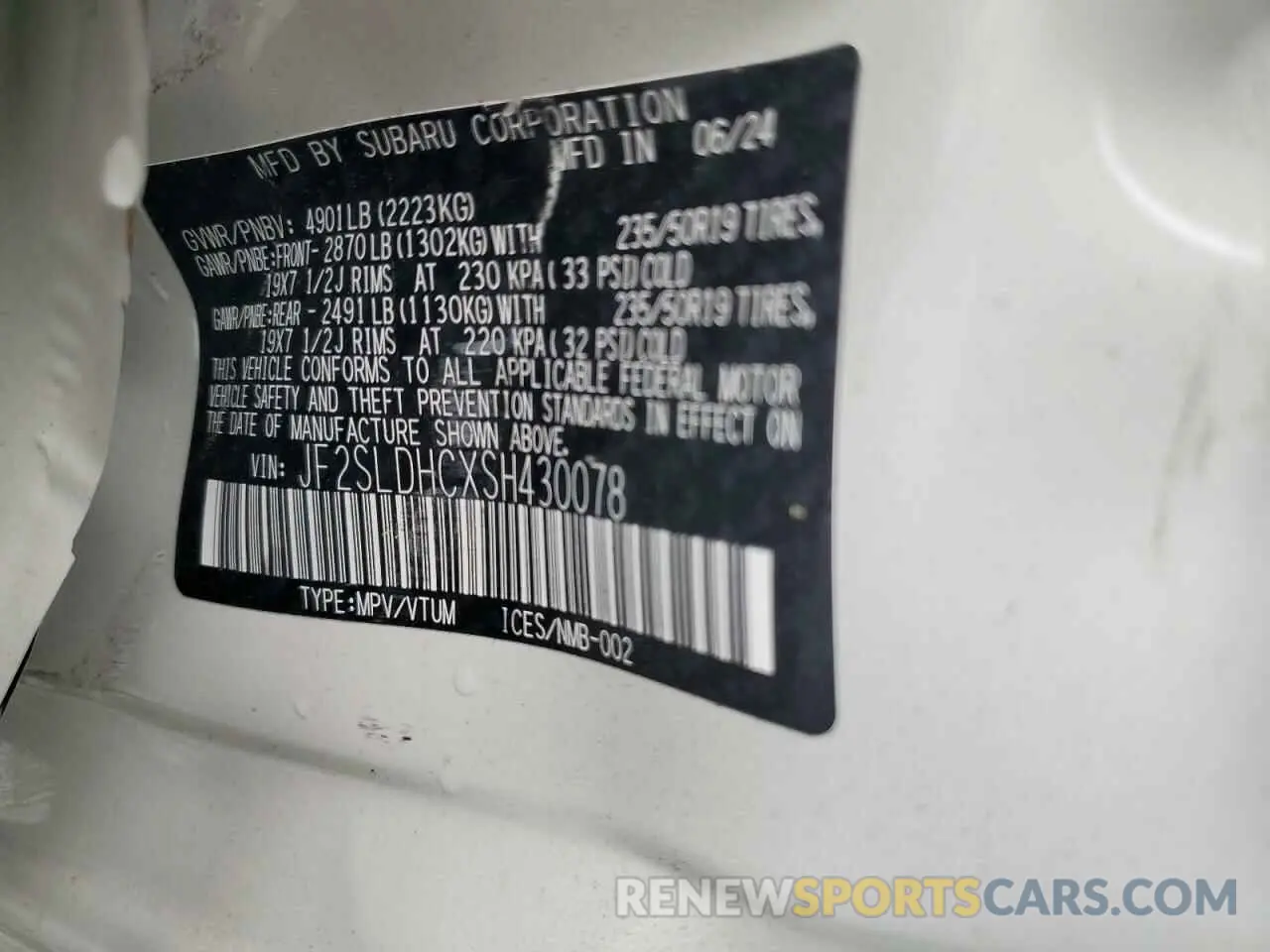 15 Photograph of a damaged car JF2SLDHCXSH430078 SUBARU FORESTER 2025