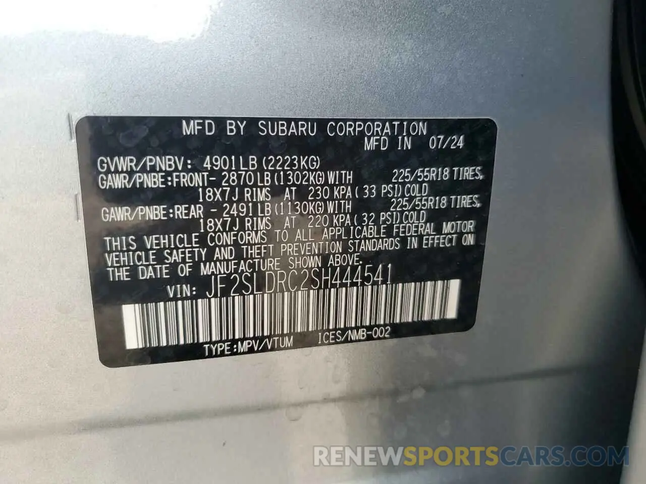15 Photograph of a damaged car JF2SLDRC2SH444541 SUBARU FORESTER 2025