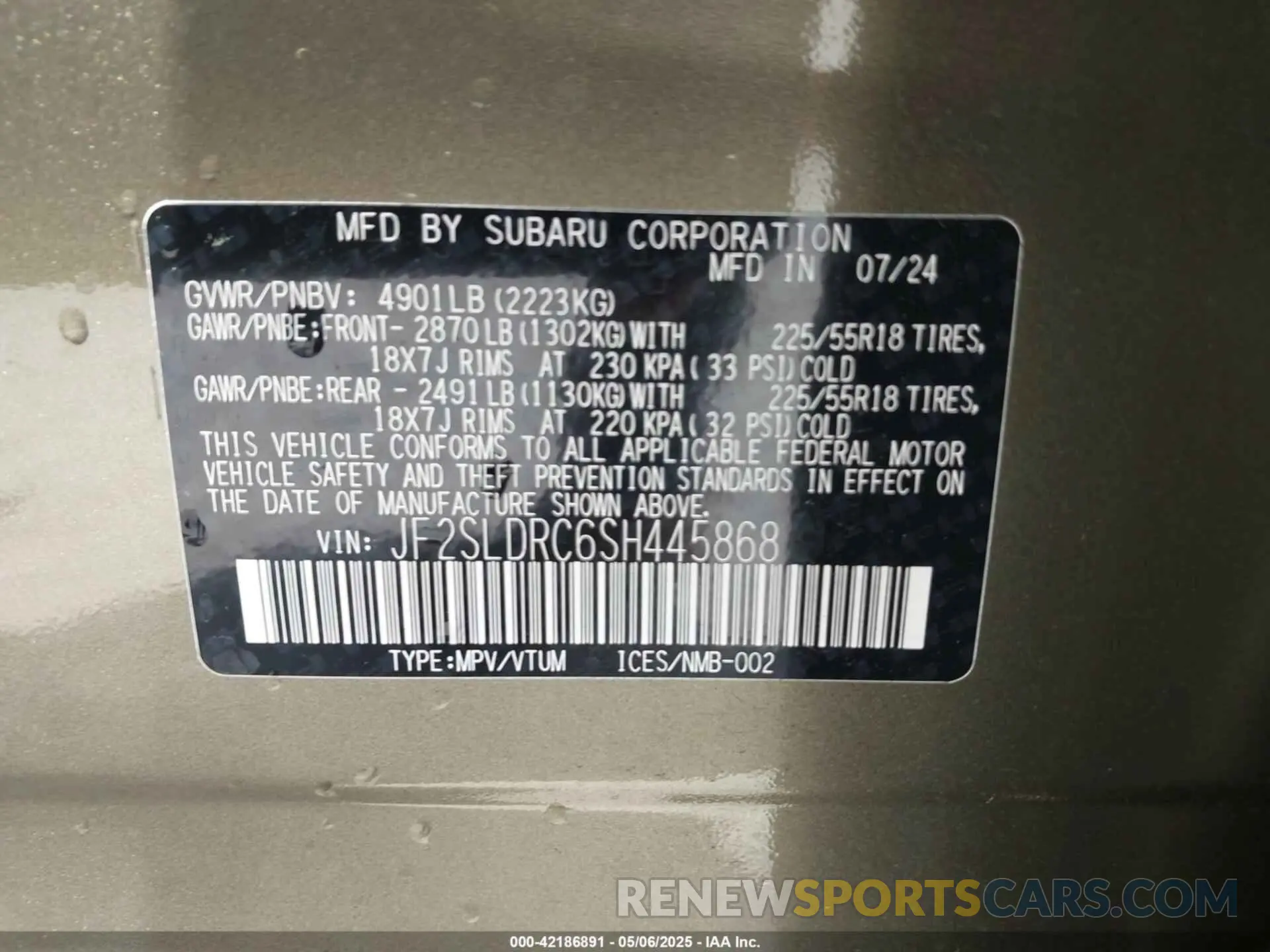 9 Photograph of a damaged car JF2SLDRC6SH445868 SUBARU FORESTER 2025