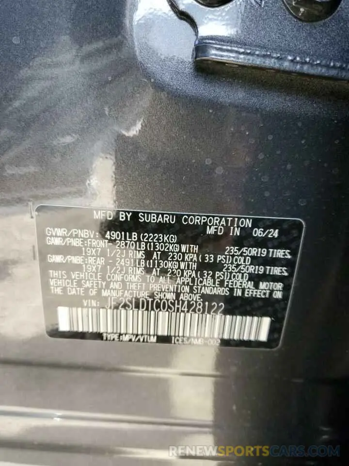 13 Photograph of a damaged car JF2SLDTC0SH428122 SUBARU FORESTER 2025