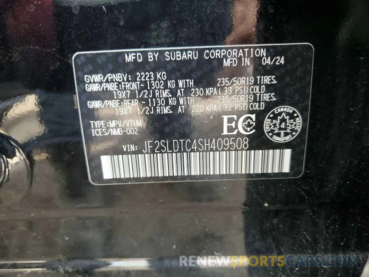14 Photograph of a damaged car JF2SLDTC4SH409508 SUBARU FORESTER 2025