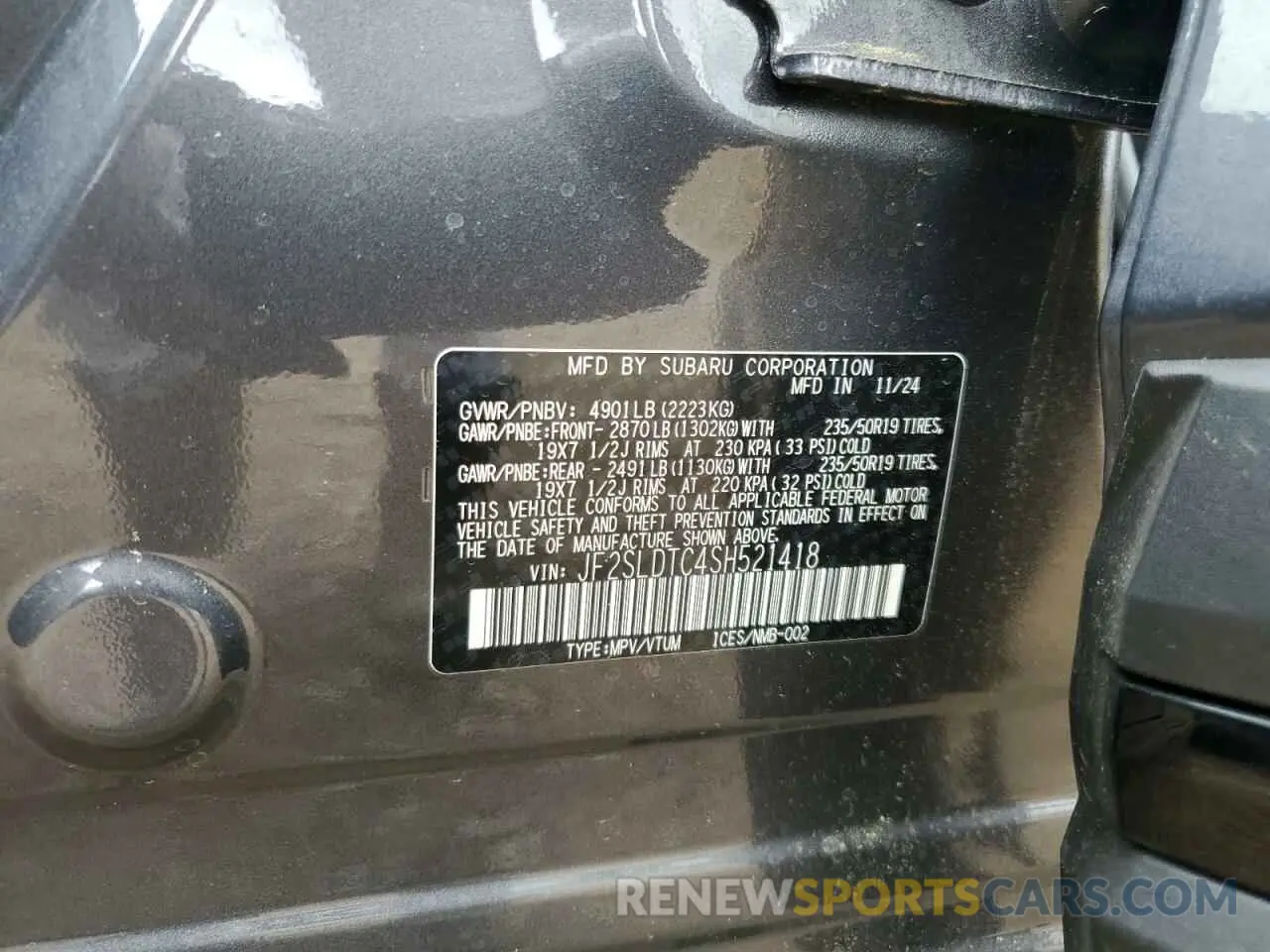 13 Photograph of a damaged car JF2SLDTC4SH521418 SUBARU FORESTER 2025
