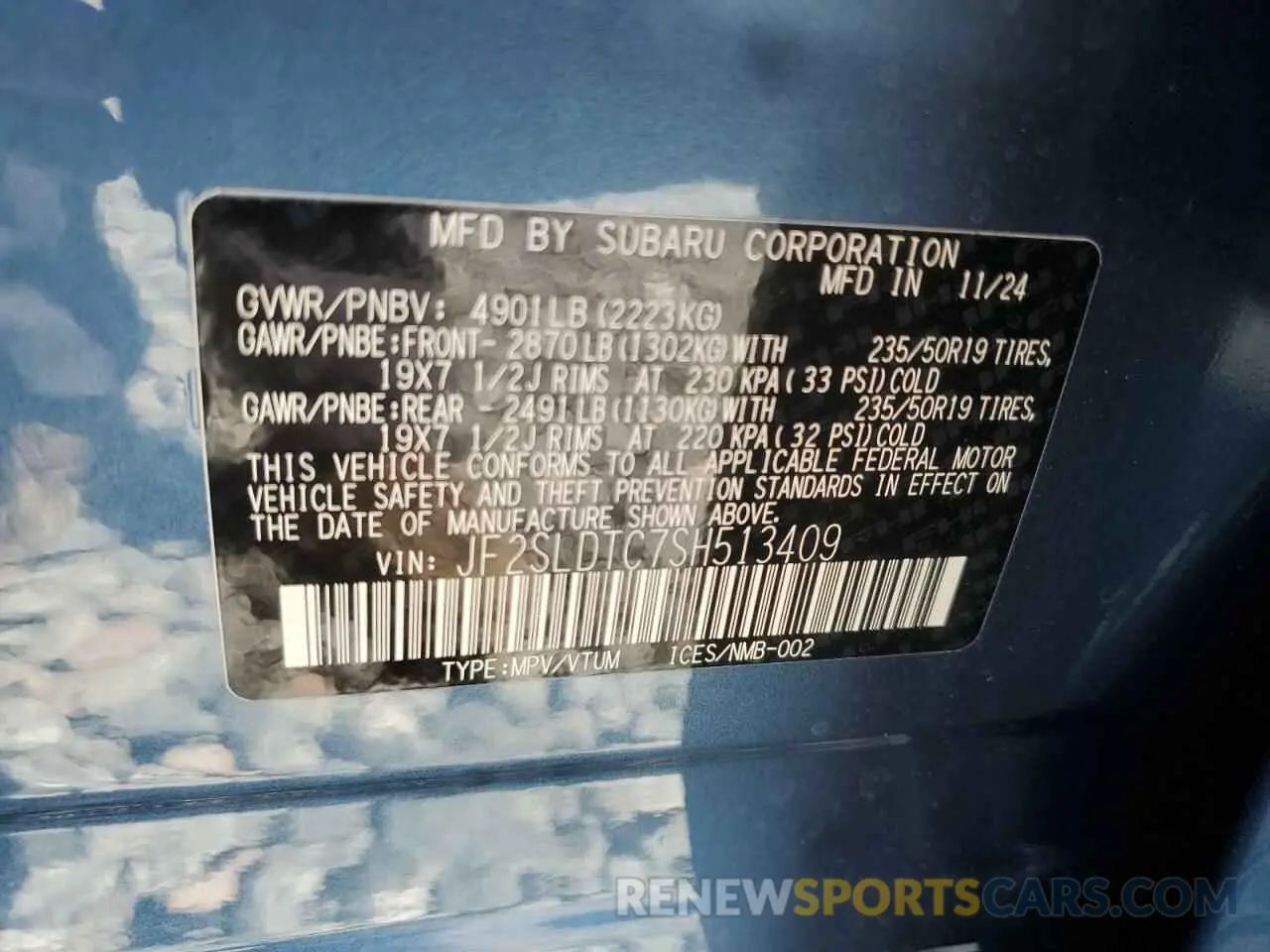 14 Photograph of a damaged car JF2SLDTC7SH513409 SUBARU FORESTER 2025