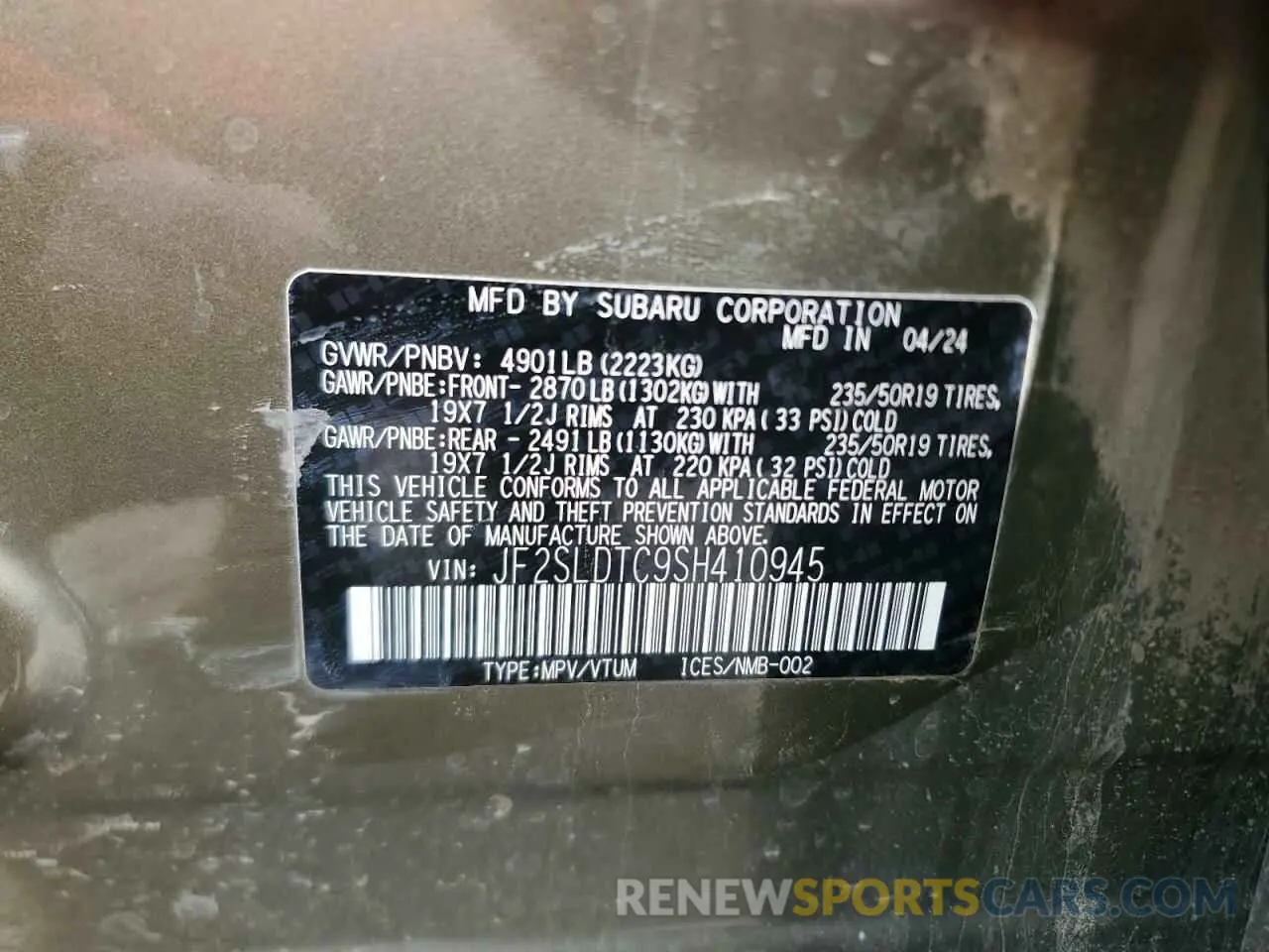 14 Photograph of a damaged car JF2SLDTC9SH410945 SUBARU FORESTER 2025