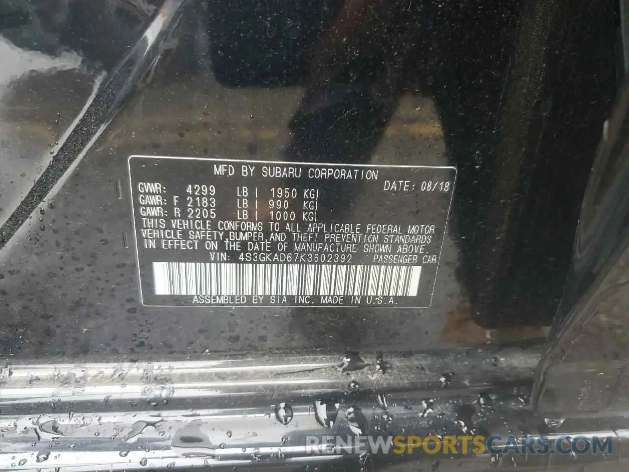12 Photograph of a damaged car 4S3GKAD67K3602392 SUBARU IMPREZA 2019