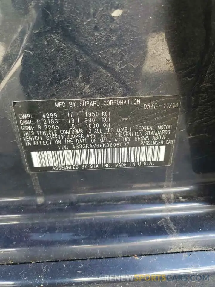 12 Photograph of a damaged car 4S3GKAM66K3608507 SUBARU IMPREZA 2019