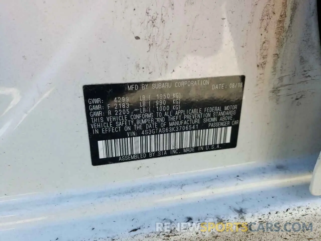14 Photograph of a damaged car 4S3GTAS63K3706541 SUBARU IMPREZA 2019