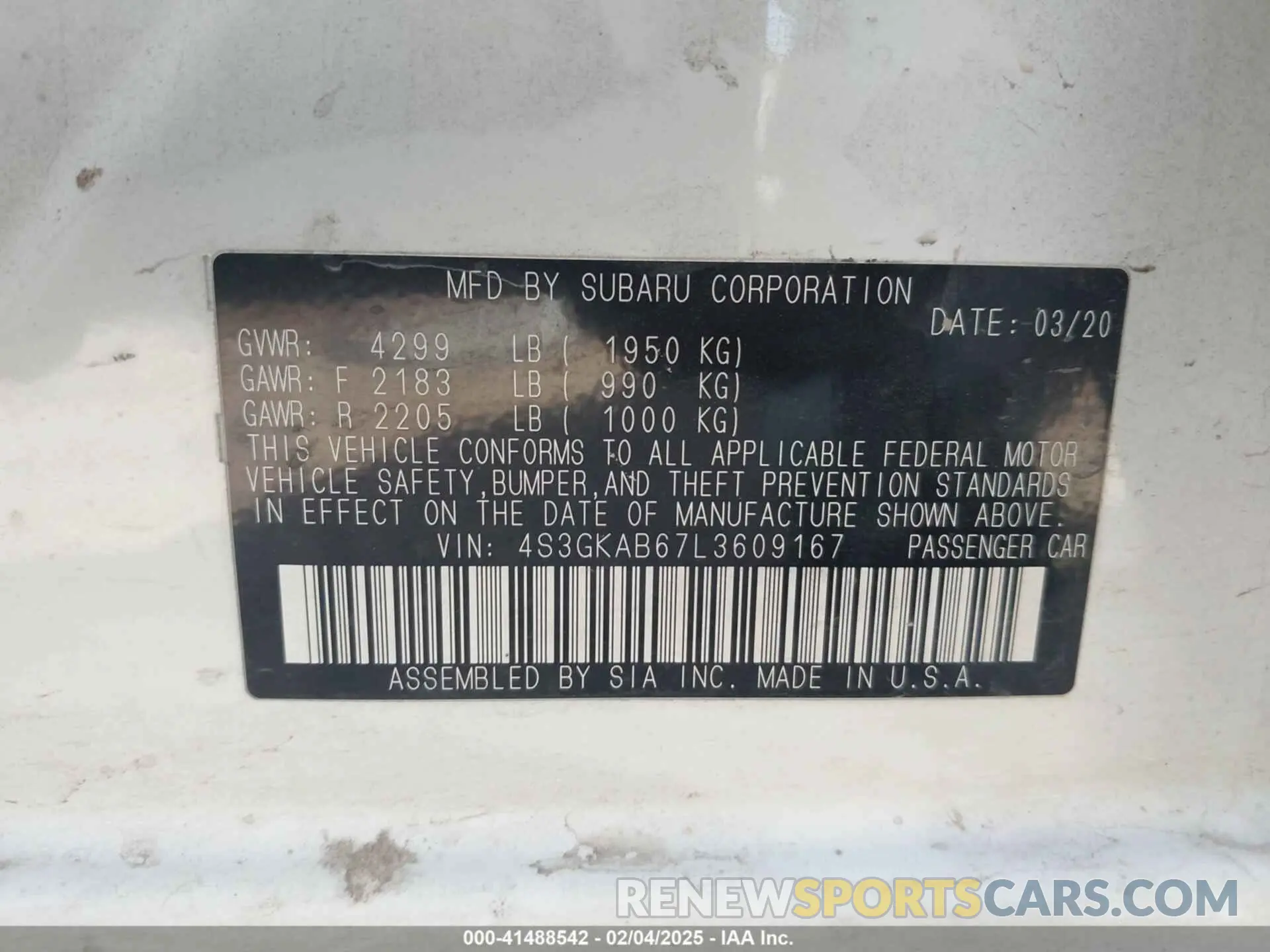 9 Photograph of a damaged car 4S3GKAB67L3609167 SUBARU IMPREZA 2020