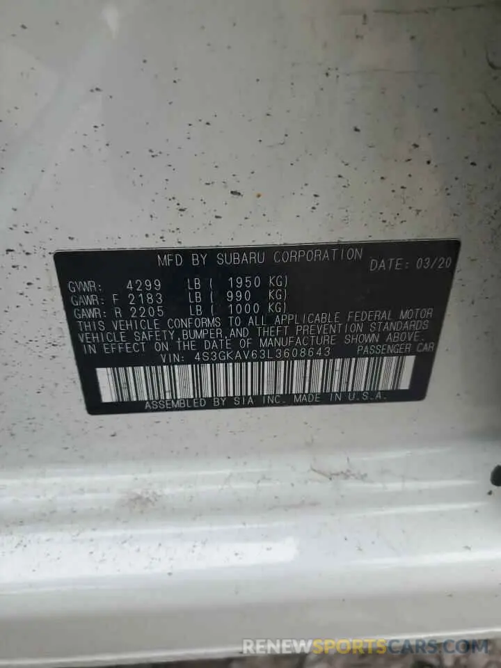 13 Photograph of a damaged car 4S3GKAV63L3608643 SUBARU IMPREZA 2020