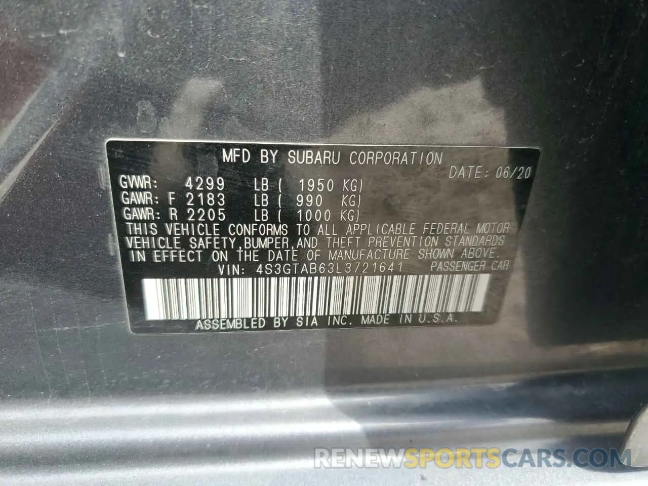 12 Photograph of a damaged car 4S3GTAB63L3721641 SUBARU IMPREZA 2020