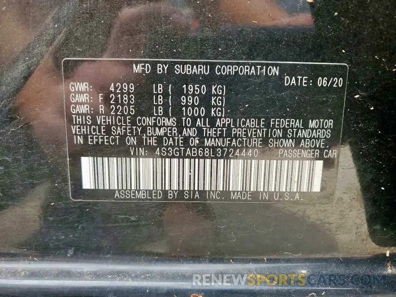 12 Photograph of a damaged car 4S3GTAB68L3724440 SUBARU IMPREZA 2020