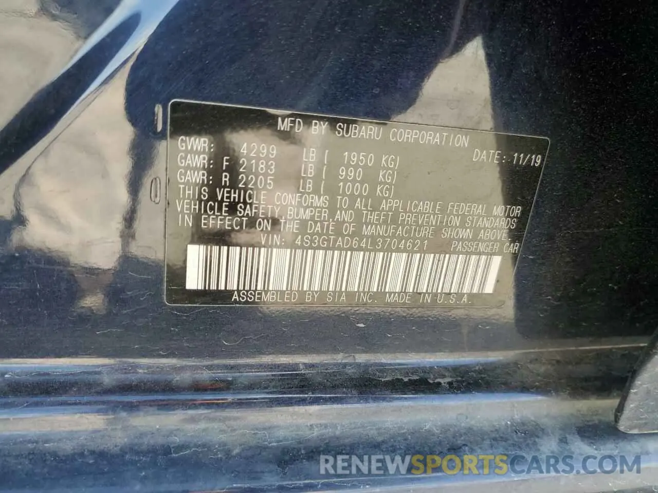 12 Photograph of a damaged car 4S3GTAD64L3704621 SUBARU IMPREZA 2020