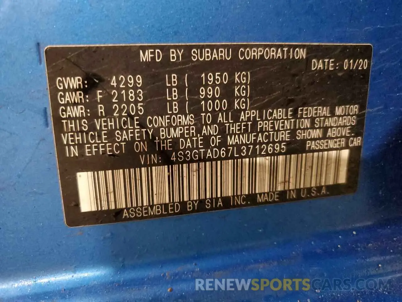 14 Photograph of a damaged car 4S3GTAD67L3712695 SUBARU IMPREZA 2020