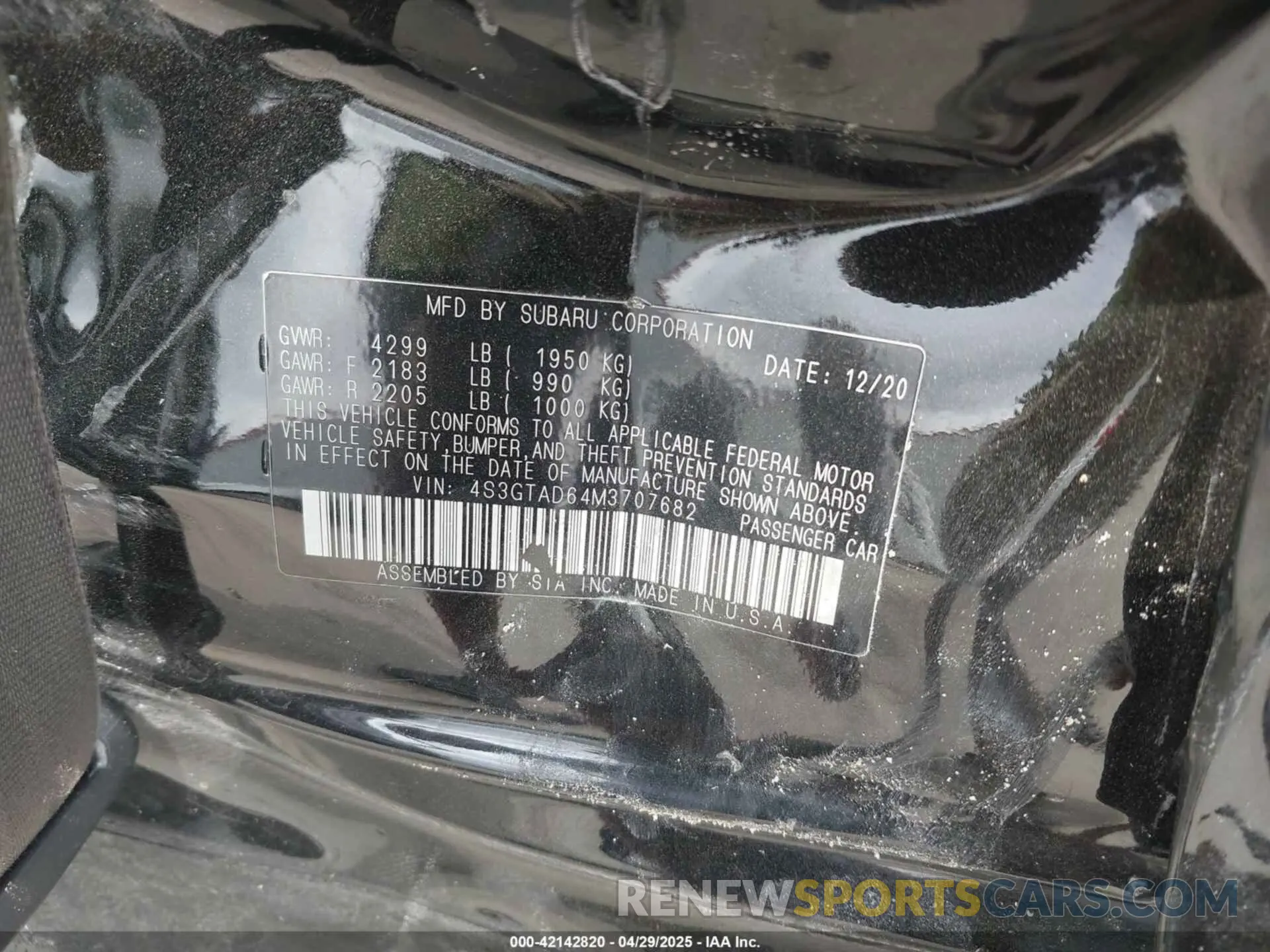 9 Photograph of a damaged car 4S3GTAD64M3707682 SUBARU IMPREZA 2021